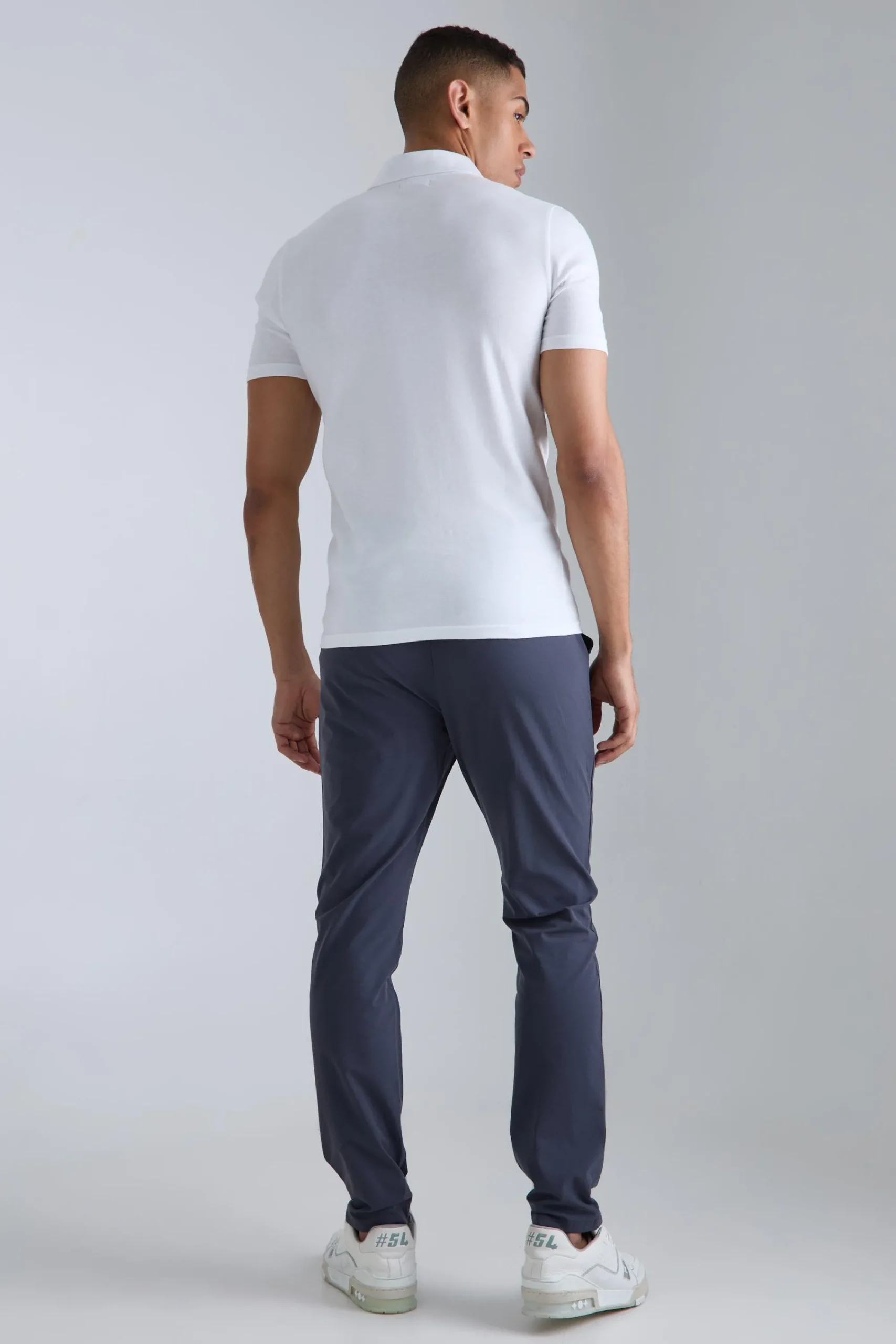 boohooMAN Elasticated Waist Golf Technical Stretch Slim Trouser | UK| Trousers