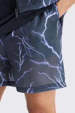 boohooMAN Elasticated Waist Mesh Scuba Graphic Shorts | UK| Shorts