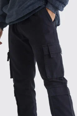 boohooMAN Elasticated Waist Multi Cargo Pocket Slim Fit Jogger | UK| Cargos|Trousers