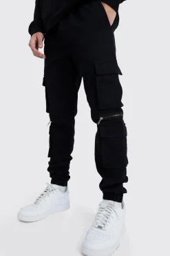 boohooMAN Elasticated Waist Multi Pocket Zip Cargo Trouser | UK| Trousers|Cargos