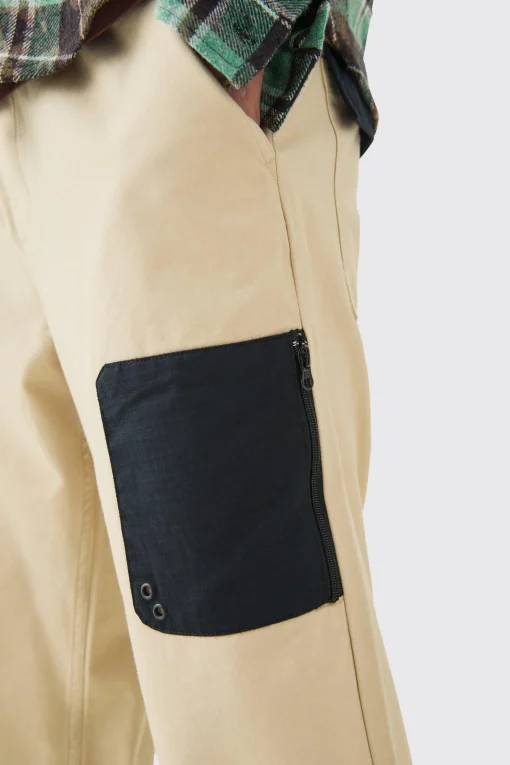 boohooMAN Elasticated Waist Relaxed Fit Belted Peached Twill Trouser | UK| Trousers