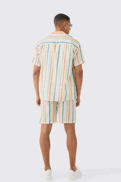 boohooMAN Elasticated Waist Relaxed Stripe Short | UK| Sets & Co-Ords