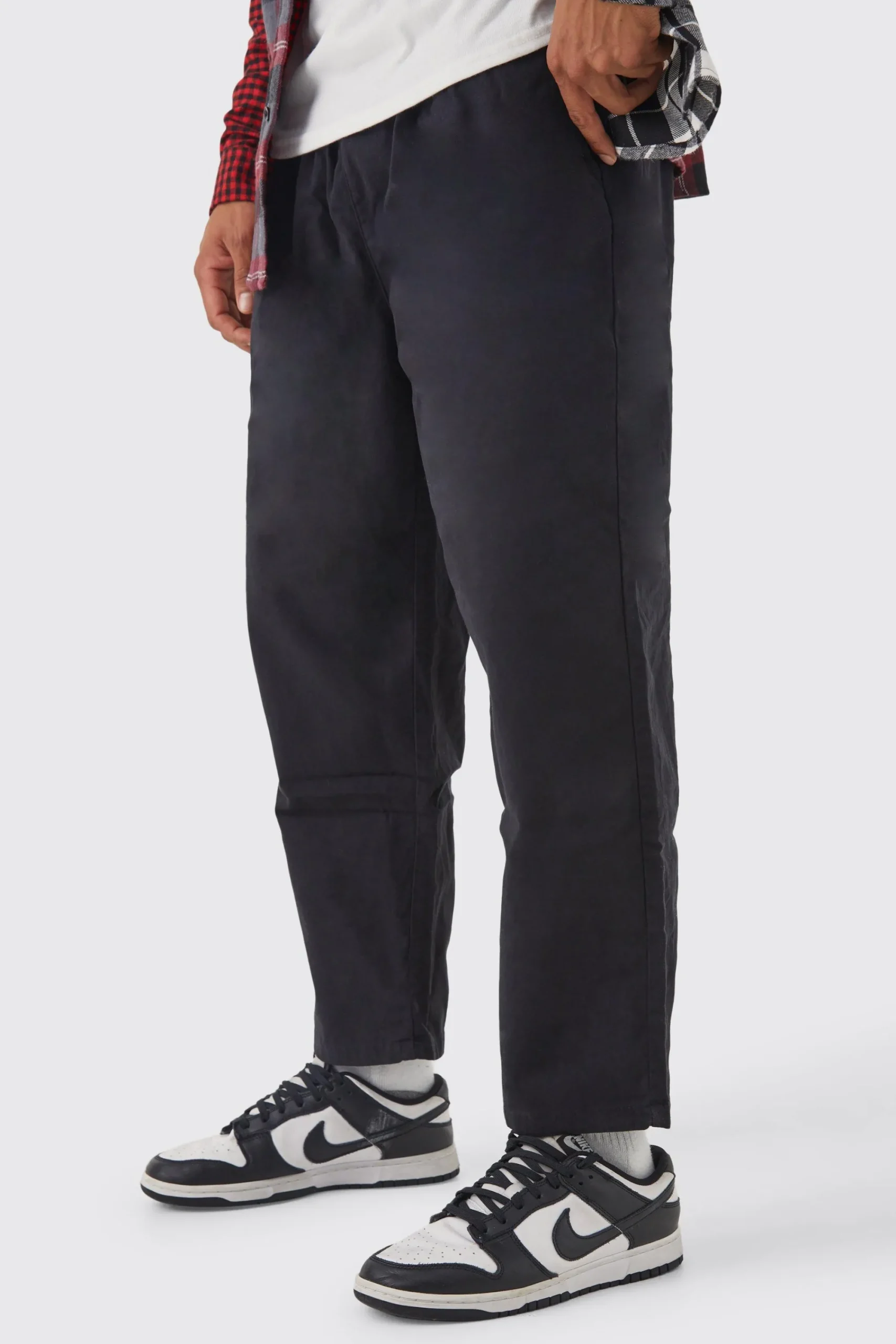 boohooMAN Elasticated Waist Skate Chino Trouser | UK| Trousers