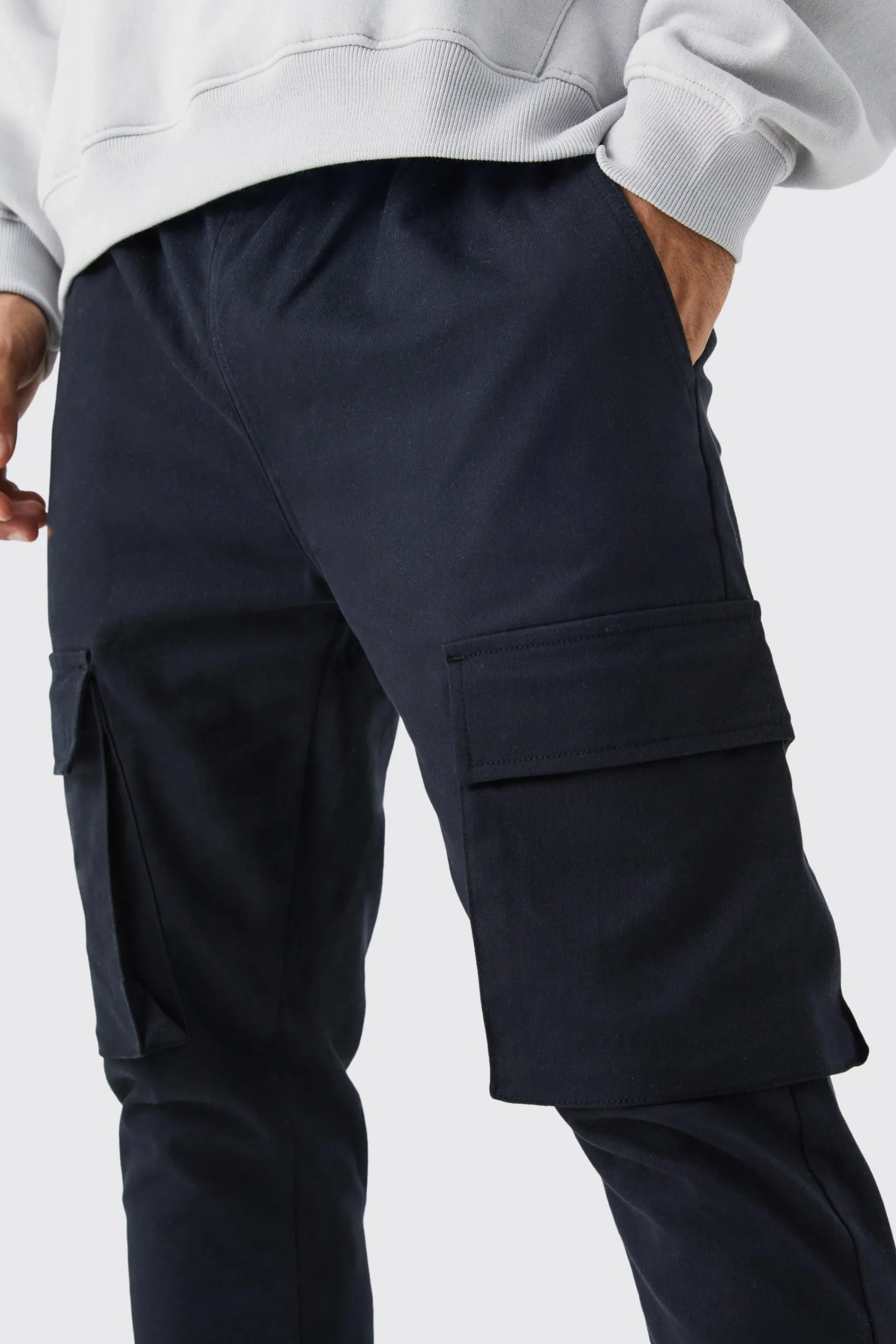 boohooMAN Elasticated Waist Skinny Fit Cargo Trouser | UK| Trousers