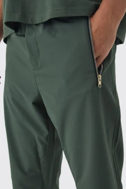boohooMAN Elasticated Waist Skinny Utility Zip Pocket Trousers | UK| Trousers