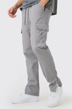 boohooMAN Elasticated Waist Slim Fit Cargo Split Hem Trouser | UK| Trousers|Cargos