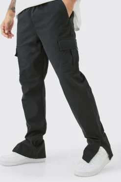 boohooMAN Elasticated Waist Slim Fit Cargo Split Hem Trouser | UK| Trousers|Cargos