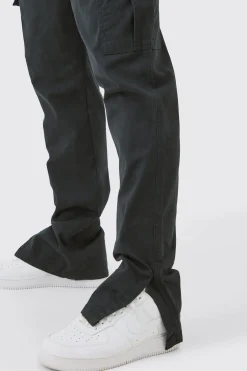 boohooMAN Elasticated Waist Slim Fit Cargo Split Hem Trouser | UK| Trousers|Cargos