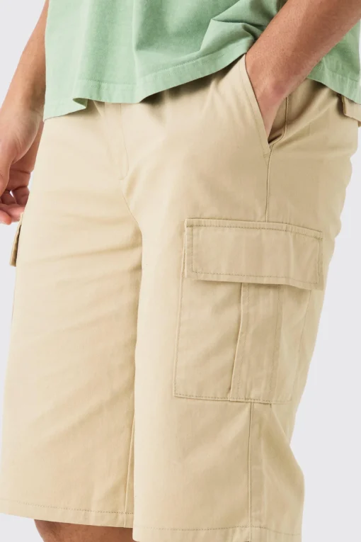 boohooMAN Elasticated Waist Relaxed Fit Longer Length Cargo Shorts | UK| Shorts