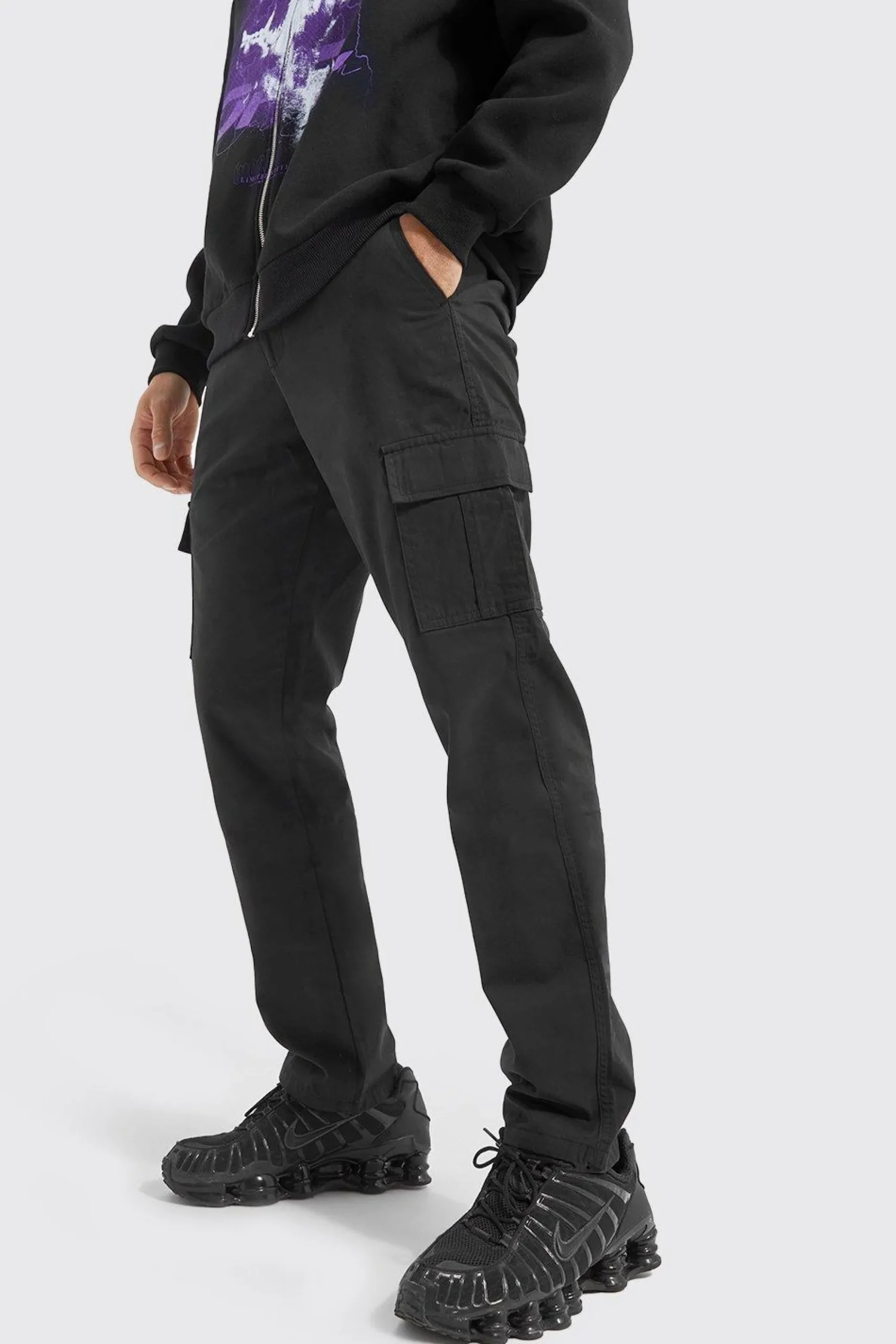 boohooMAN Elasticated Waist Straight Leg Twill Cargo Trouser | UK| Trousers|Cargos