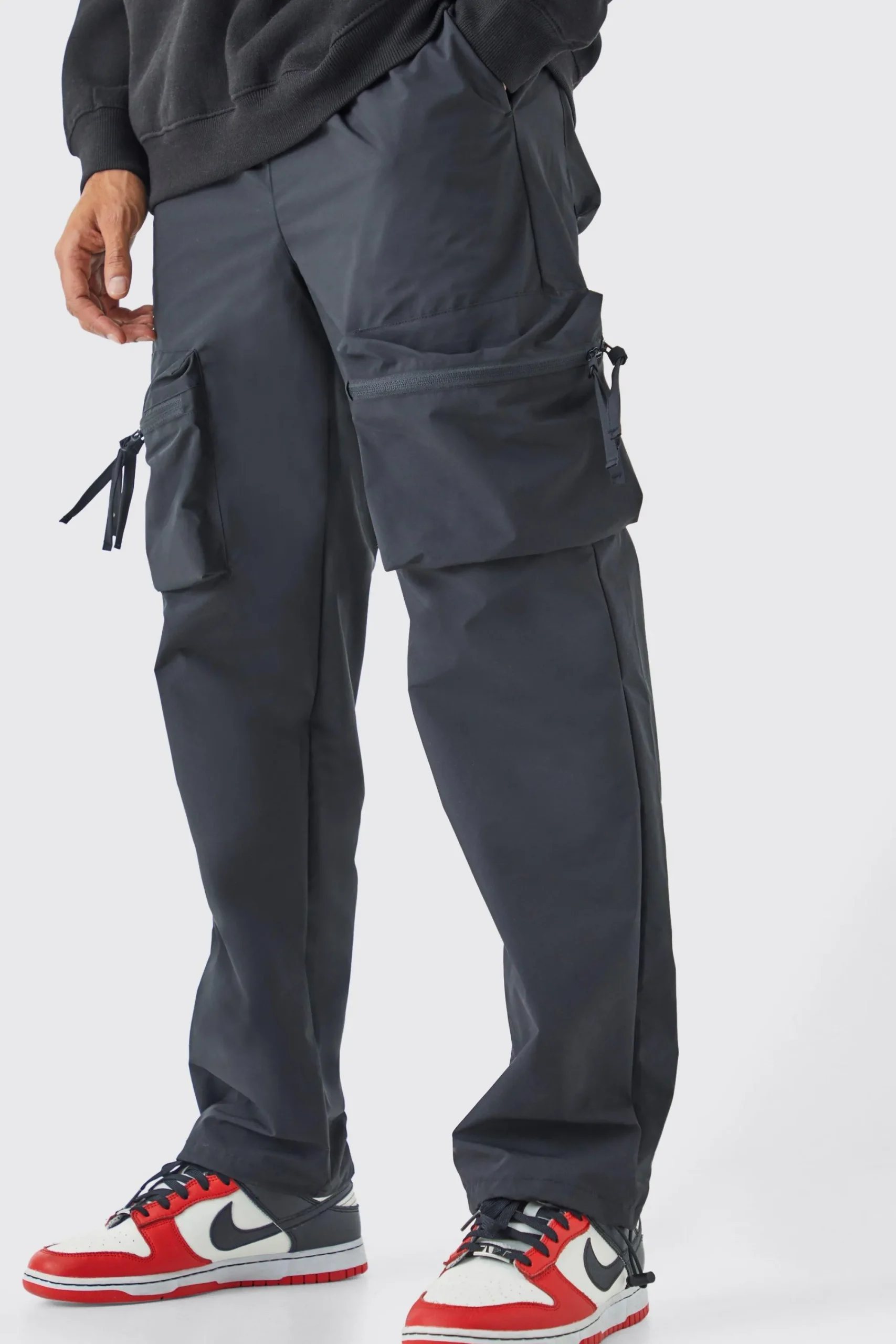 boohooMAN Elasticated Waist Straight Leg 3d Cargo Trousers | UK| Trousers|Cargos