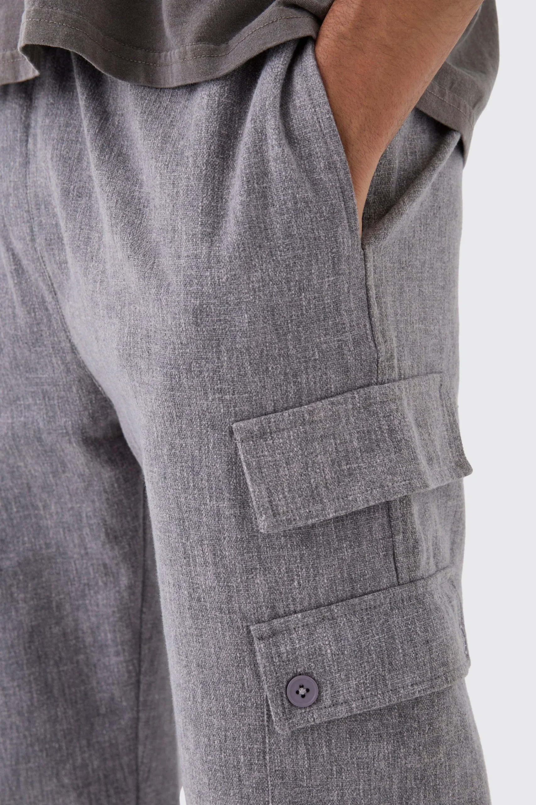 boohooMAN Elasticated Waist Straight Leg Heavy Slub Cargo Trousers | UK| Trousers|Cargos