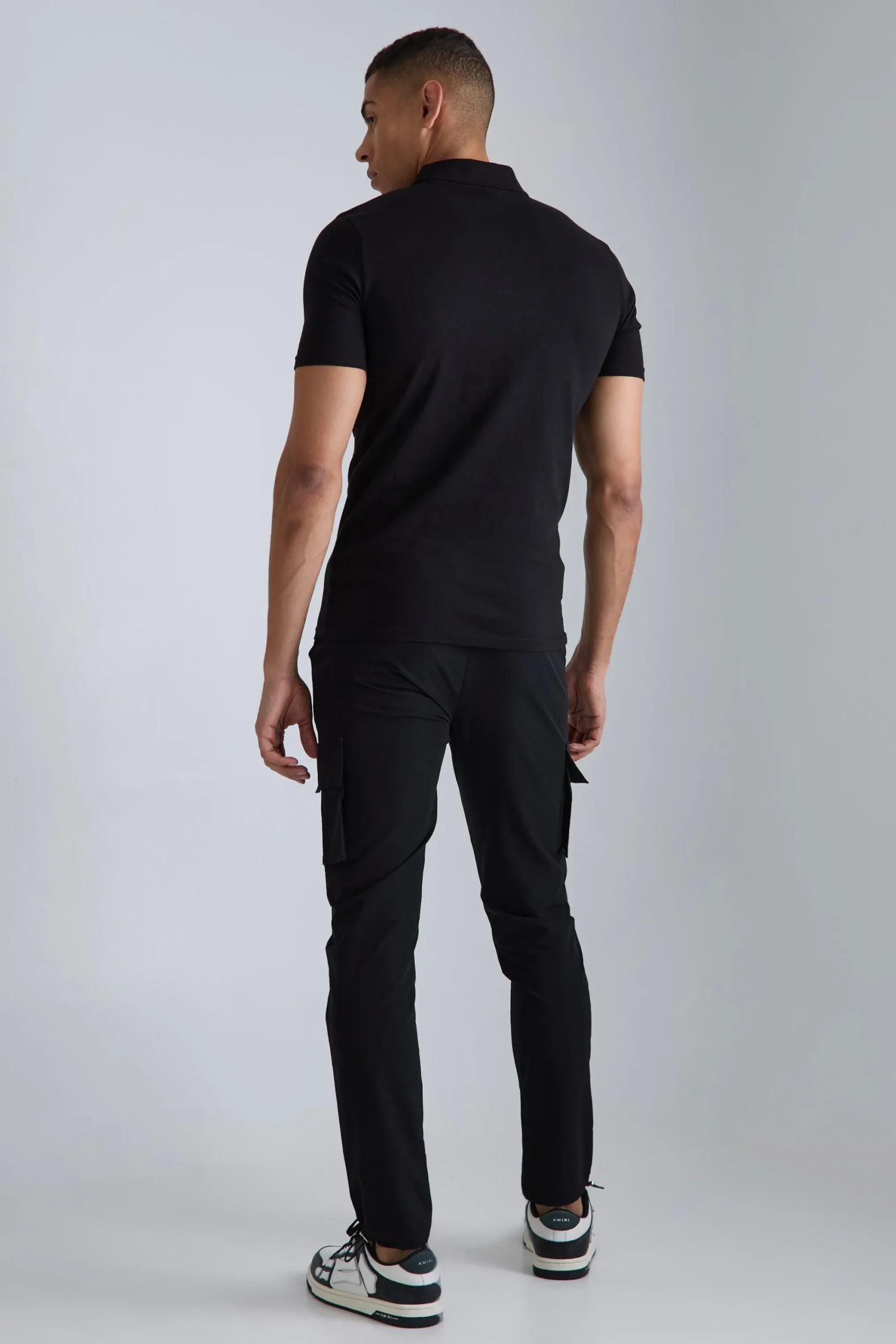 boohooMAN Elasticated Waist Technical Stretch Skinny Cargo Trouser | UK| Trousers|Cargos
