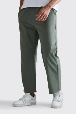boohooMAN Elasticated Waist Technical Stretch Relaxed Cropped Trouser | UK| Trousers