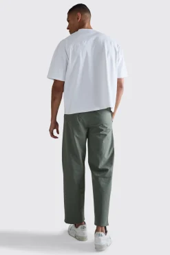 boohooMAN Elasticated Waist Technical Stretch Relaxed Cropped Trouser | UK| Trousers