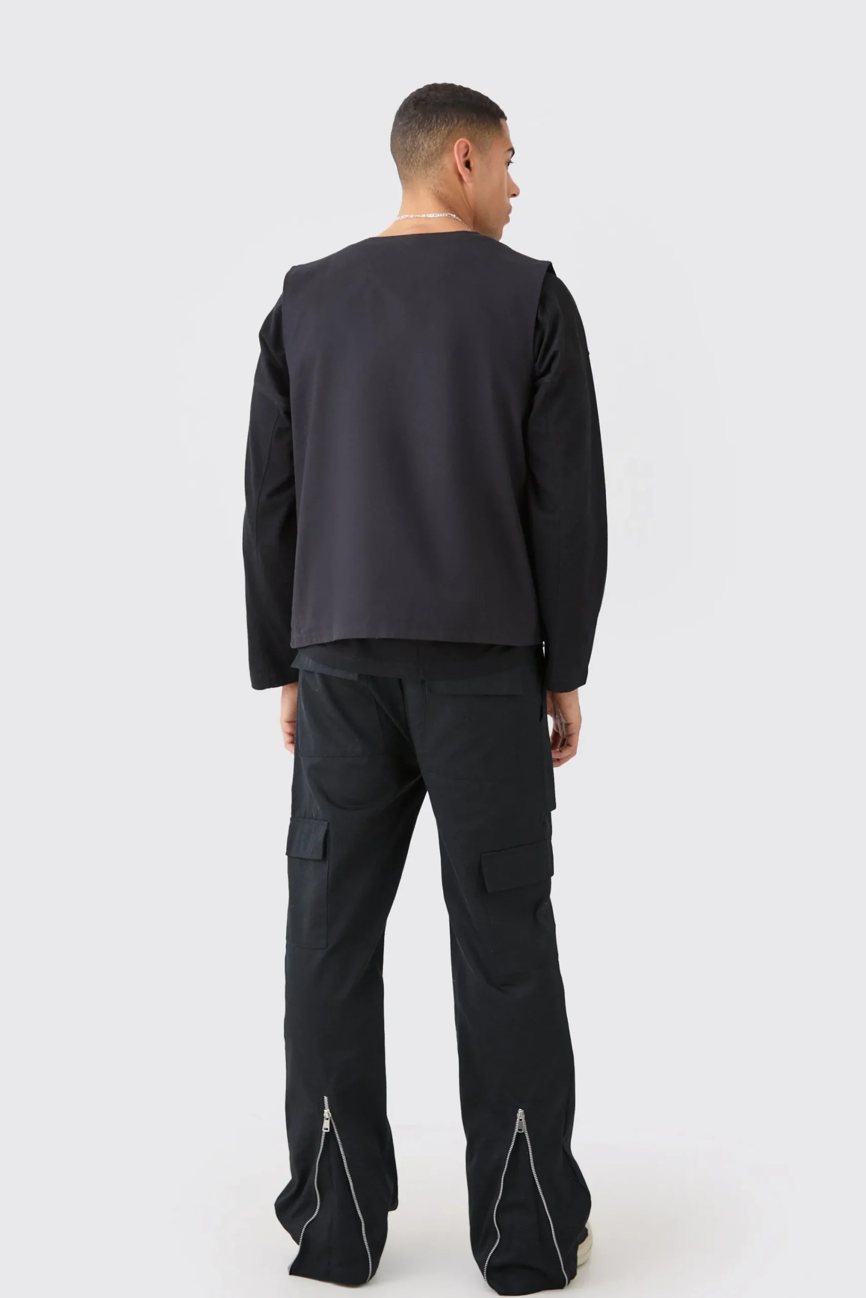 boohooMAN Elasticated Waist Zip Hem Flared Cargo Trousers | UK| Trousers|Cargos