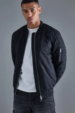 boohooMAN Embossed Dogtooth Bomber Jacket | UK| Coats & Jackets