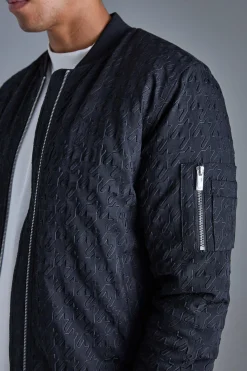 boohooMAN Embossed Dogtooth Bomber Jacket | UK| Coats & Jackets