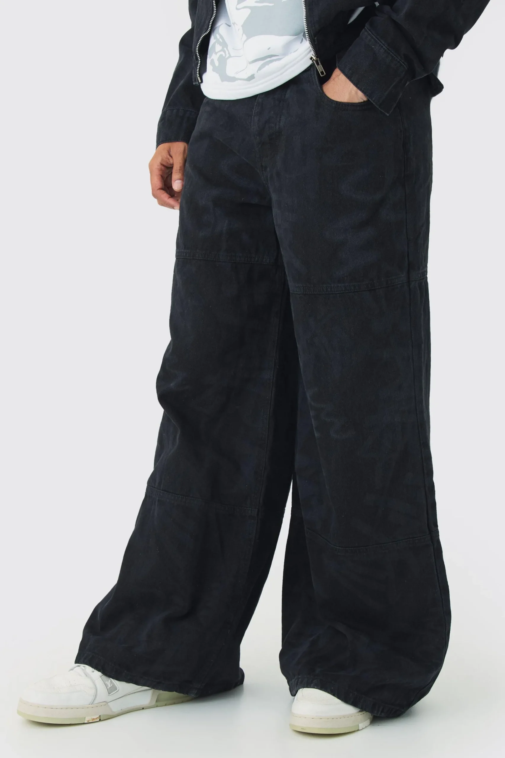 boohooMAN Extreme Baggy Rigid Graffiti Laser Print Jeans | UK| Trousers|Sets & Co-Ords