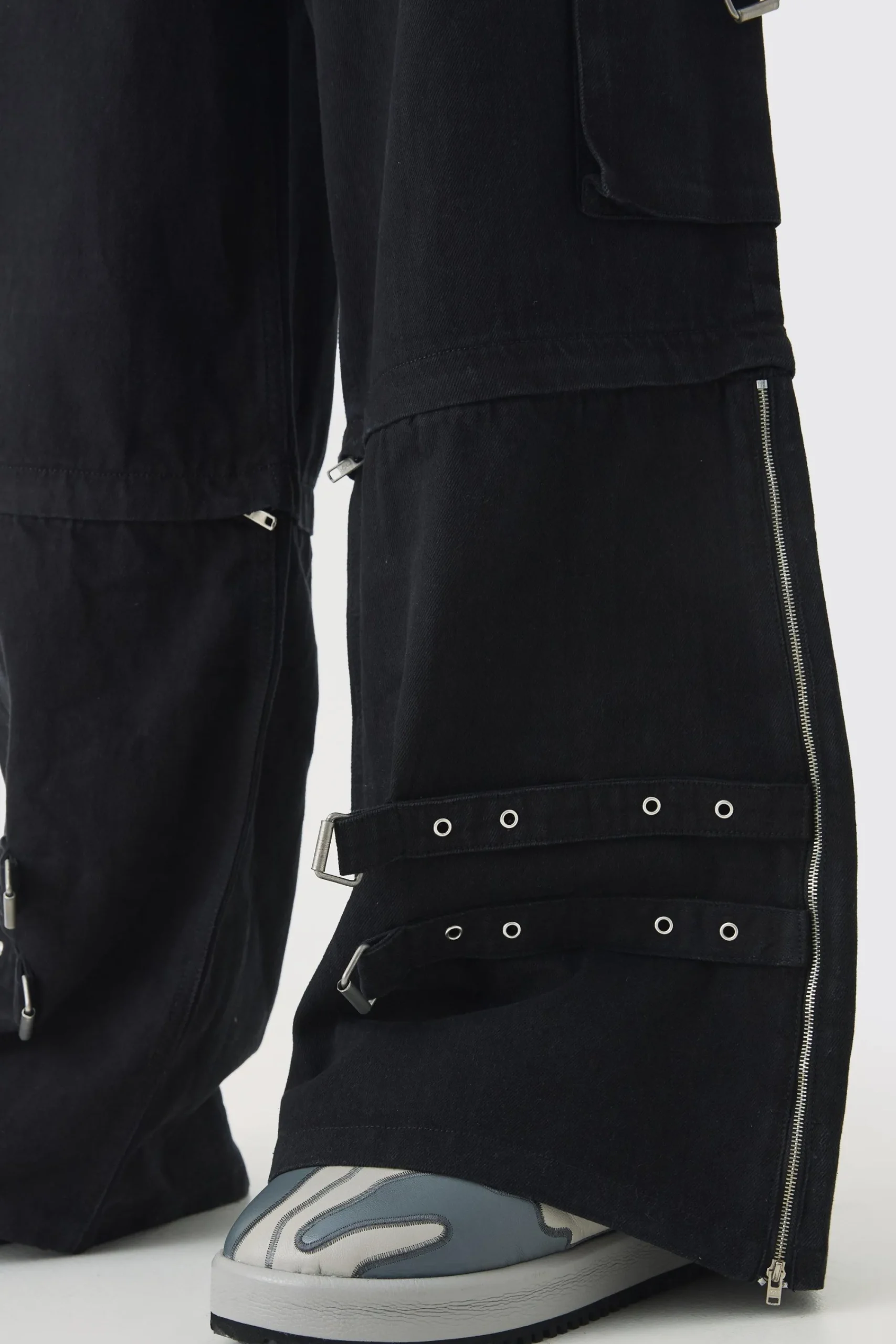 boohooMAN Extreme Baggy Silver Hardware Cargo Jeans | UK| Jeans