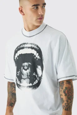 Extreme Heavyweight Oversized Boxy Graphic Tab T-Shirt | UK^boohooMAN Best