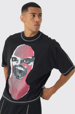 Extreme Heavyweight Oversized Boxy Heavyweight Contrast Stitch T-Shirt | UK^boohooMAN Hot