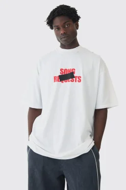 Extreme Oversized Heavyweight Washed Printed Distressed T-shirt | UK^boohooMAN Online