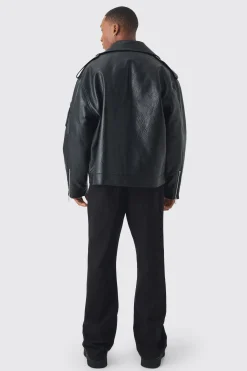 boohooMAN Extreme Oversized Textured Pu Biker Jacket In | UK| Coats & Jackets