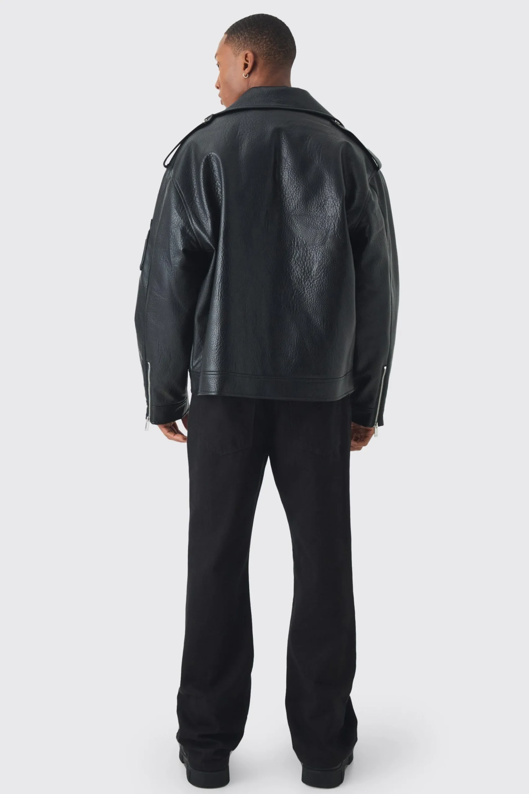 boohooMAN Extreme Oversized Textured Pu Biker Jacket In | UK| Coats & Jackets