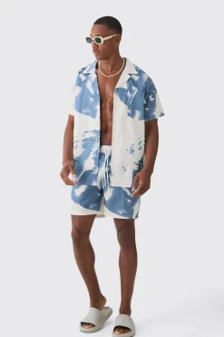 boohooMAN Face Graphic Shirt & Swim Short Set | UK| Sets & Co-Ords