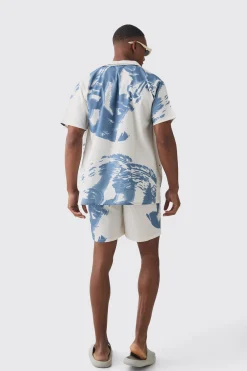 boohooMAN Face Graphic Shirt & Swim Short Set | UK| Sets & Co-Ords