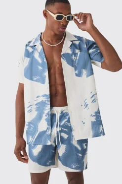 boohooMAN Face Graphic Shirt & Swim Short Set | UK| Sets & Co-Ords