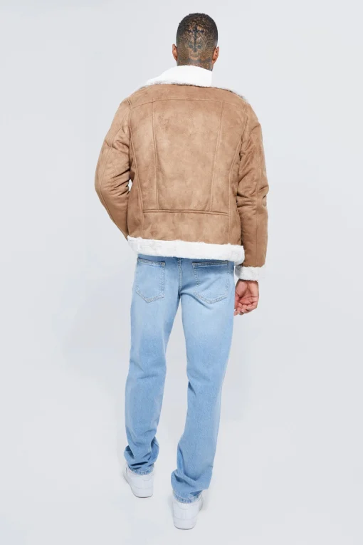 boohooMAN Faux Fur Lined Suede Aviator Jacket | UK| Coats & Jackets