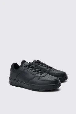 boohooMAN Faux Leather Panel Trainer | UK| Trainers & Hi-Tops