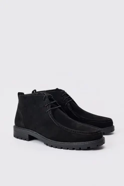boohooMAN Faux Suede Apron Front Boots In | UK| Boots