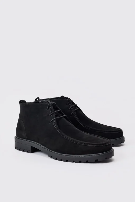 boohooMAN Faux Suede Apron Front Boots In | UK| Boots
