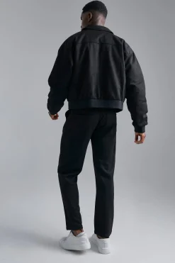 boohooMAN Faux Suede Boxy Collared Bomber | UK| Coats & Jackets