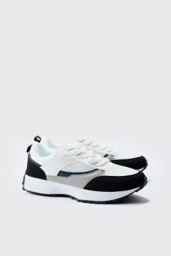boohooMAN Faux Suede Mesh Trainer | UK| Trainers & Hi-Tops