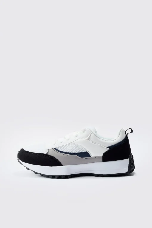 boohooMAN Faux Suede Mesh Trainer | UK| Trainers & Hi-Tops