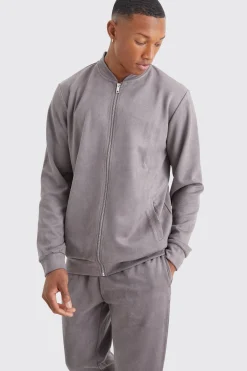 boohooMAN Faux Suede Zip Smart Bomber | UK| Coats & Jackets