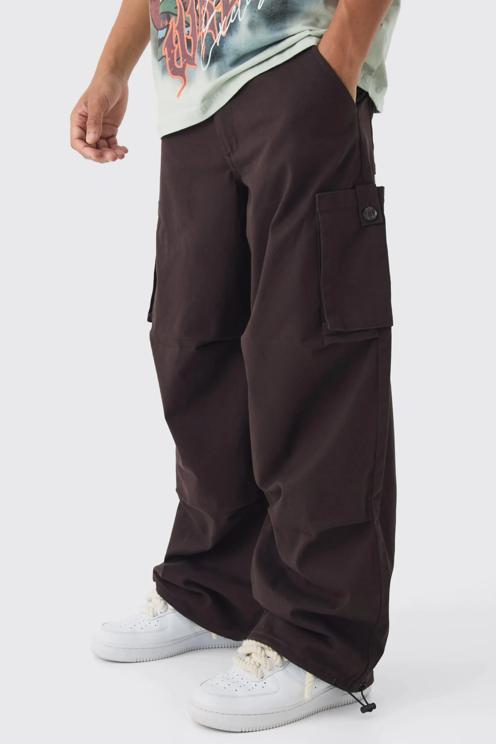 boohooMAN Fixed Waist Baggy Twill Cargo Trousers | UK| Trousers|Cargos