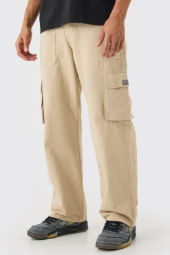 boohooMAN Fixed Waist Cargo Zip Trouser With Woven Tab | UK| Trousers|Cargos