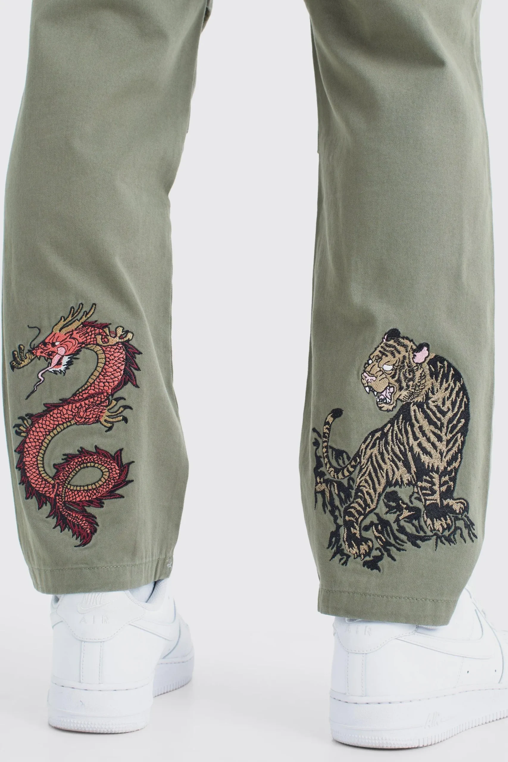 boohooMAN Fixed Waist Embroidered Twill Straight Leg Trouser | UK| Sets & Co-Ords