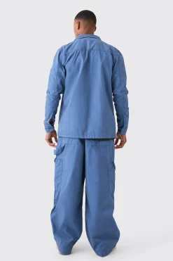 boohooMAN Fixed Waist Overdye Carpenter Parachute Trousers | UK| Trousers