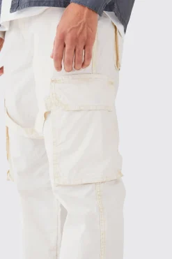 boohooMAN Fixed Waist Overdye Strap Detail Straight Leg Trousers | UK| Trousers