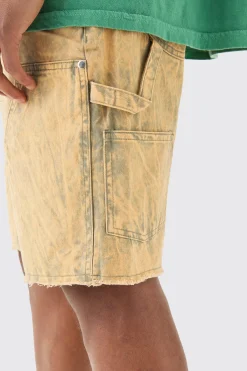 boohooMAN Fixed Waist Relaxed Washed Carpenter Short | UK| Shorts