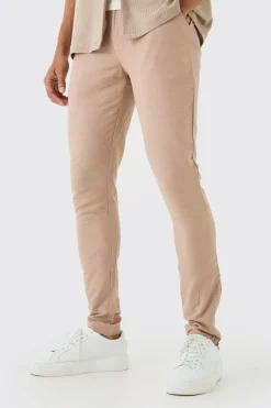 boohooMAN Fixed Waist Skinny Linen Trouser | UK| Trousers