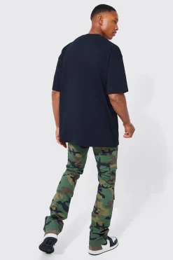 boohooMAN Fixed Waist Skinny Stacked Camo Cargo Trouser | UK| Trousers|Cargos