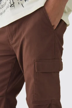 boohooMAN Fixed Waist Slim Flare Stacked Twill Cargo Trousers | UK| Trousers|Cargos