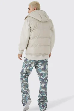 boohooMAN Fixed Waist Slim Flare Washed Camo Gusset Trouser | UK| Trousers